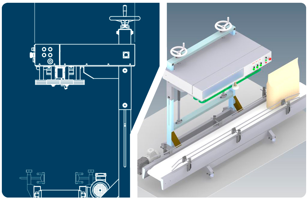 Portafolio -  Ingeniería, diseño de maquina industrial de sellado 
